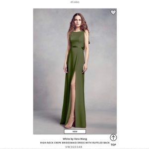 NWT White by Vera Wang High Neck Crepe Bridesmaid Dress with Ruffled Back